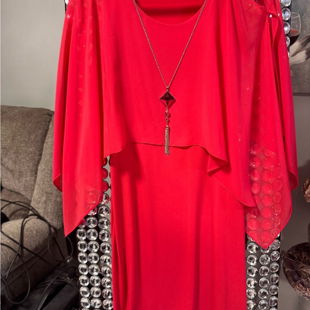 Glamour Vibrant Red Long Sleeve Dress